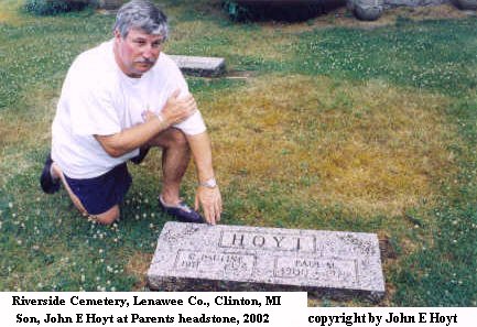 Son John E Hoyt next to Parents Tombstone
